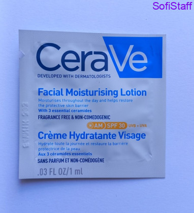 Пробник CeraVe Зволожуючий лосьйон для обличчя із сонцезахисним кремом SPF30 
